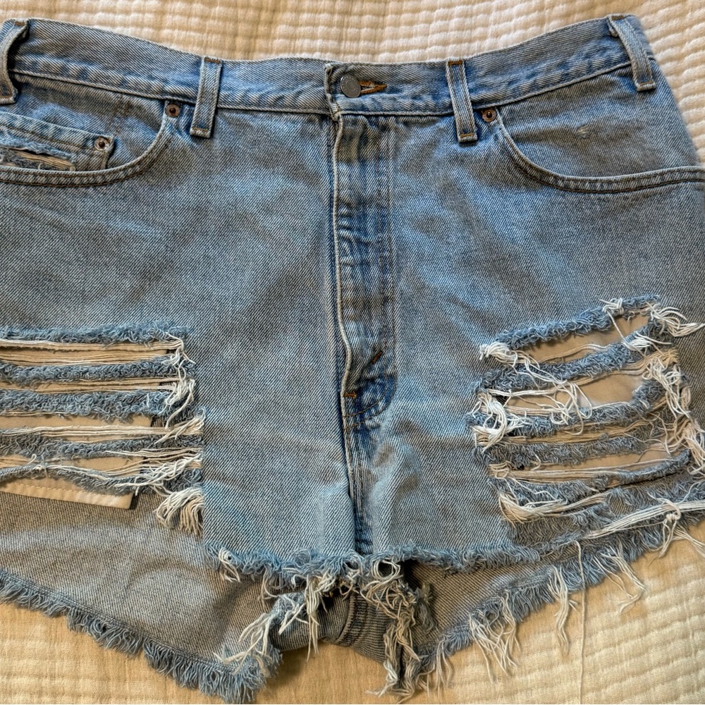 Levi's Light Blue Distressed Jean Shorts